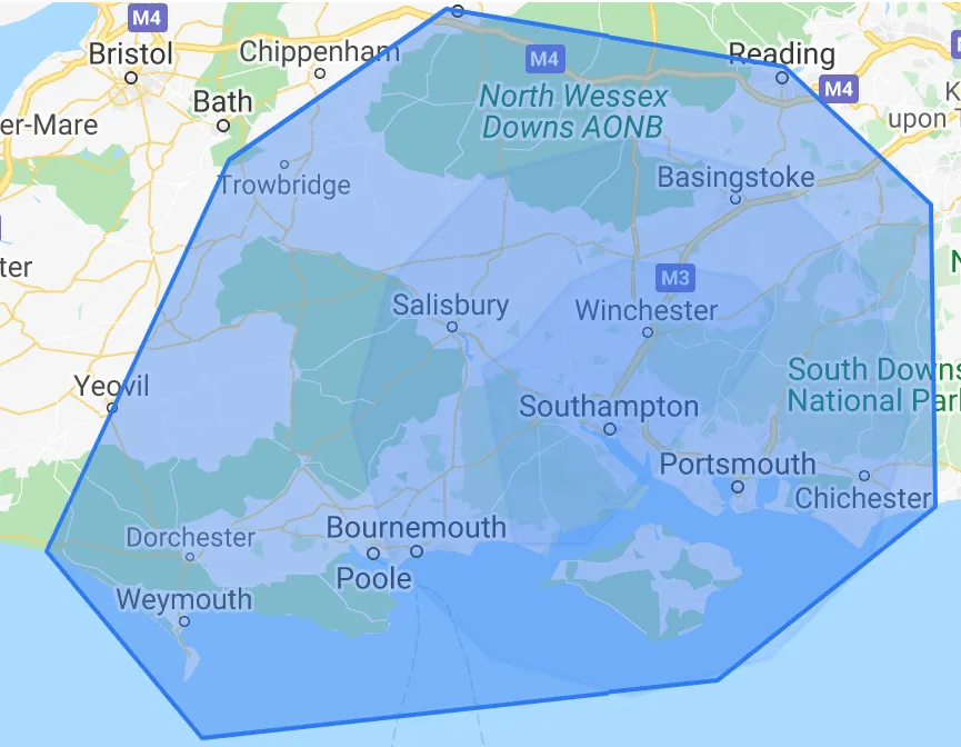 Map of areas served